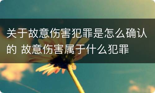 关于故意伤害犯罪是怎么确认的 故意伤害属于什么犯罪