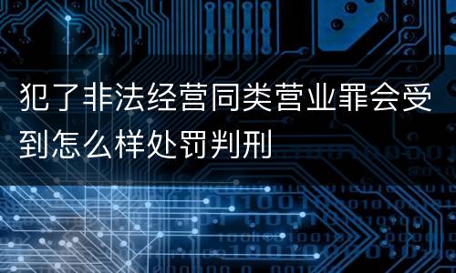 犯了非法经营同类营业罪会受到怎么样处罚判刑