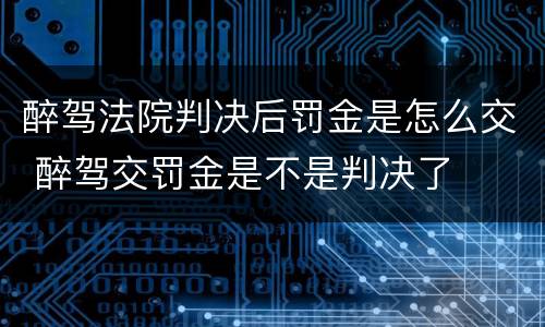 醉驾法院判决后罚金是怎么交 醉驾交罚金是不是判决了