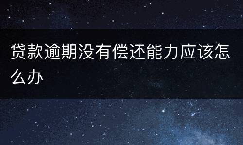 贷款逾期没有偿还能力应该怎么办