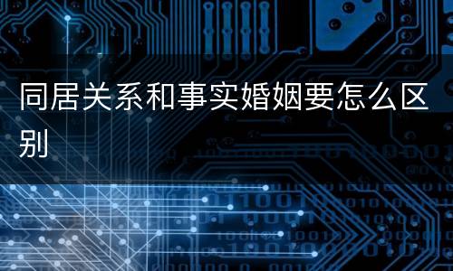 同居关系和事实婚姻要怎么区别