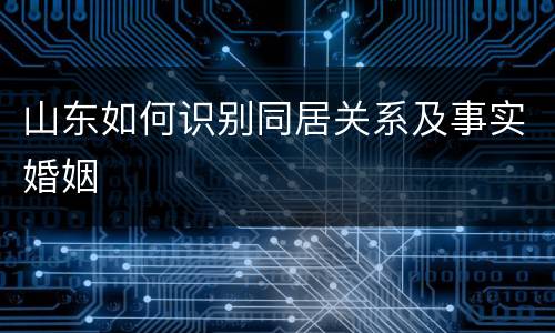 山东如何识别同居关系及事实婚姻