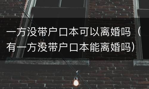 一方没带户口本可以离婚吗（有一方没带户口本能离婚吗）