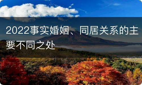 2022事实婚姻、同居关系的主要不同之处