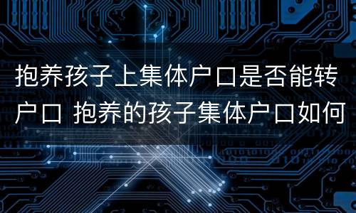 抱养孩子上集体户口是否能转户口 抱养的孩子集体户口如何转个人户口所在地