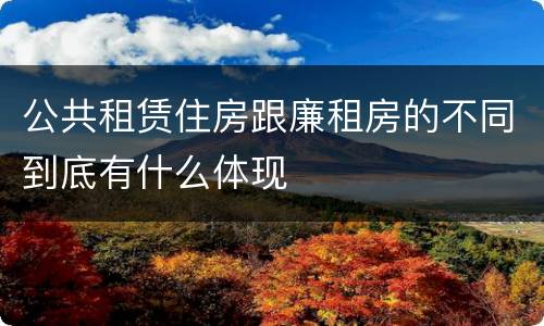 公共租赁住房跟廉租房的不同到底有什么体现