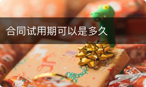 合同试用期可以是多久