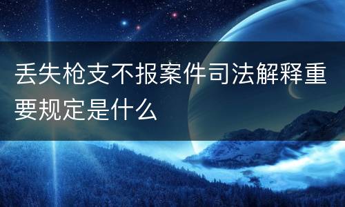 丢失枪支不报案件司法解释重要规定是什么