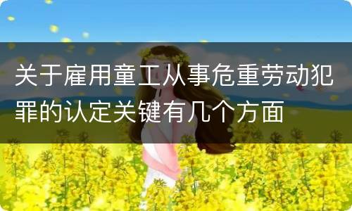 关于雇用童工从事危重劳动犯罪的认定关键有几个方面