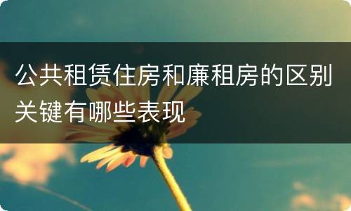 公共租赁住房和廉租房的区别关键有哪些表现