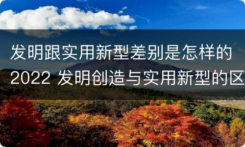 发明跟实用新型差别是怎样的2022 发明创造与实用新型的区别