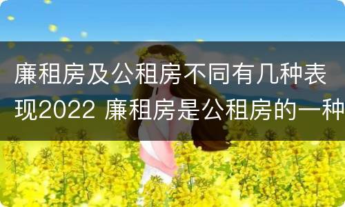 廉租房及公租房不同有几种表现2022 廉租房是公租房的一种吗?