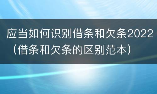 应当如何识别借条和欠条2022（借条和欠条的区别范本）
