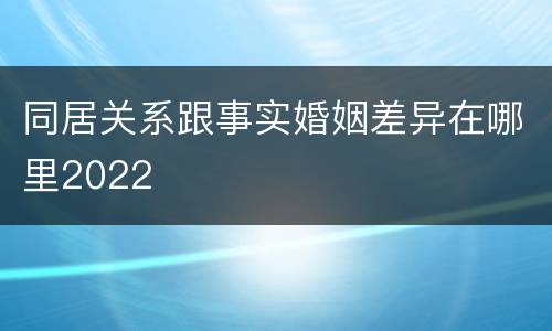 同居关系跟事实婚姻差异在哪里2022