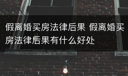 假离婚买房法律后果 假离婚买房法律后果有什么好处