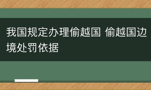 我国规定办理偷越国 偷越国边境处罚依据