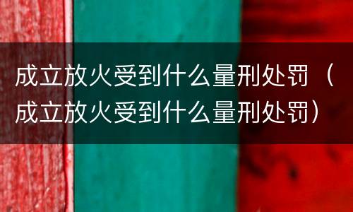 成立放火受到什么量刑处罚（成立放火受到什么量刑处罚）
