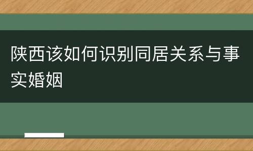 陕西该如何识别同居关系与事实婚姻