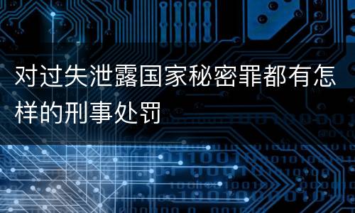 对过失泄露国家秘密罪都有怎样的刑事处罚