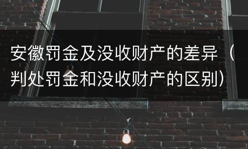 安徽罚金及没收财产的差异（判处罚金和没收财产的区别）