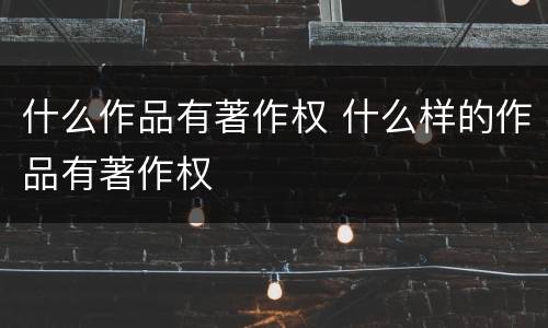 什么作品有著作权 什么样的作品有著作权