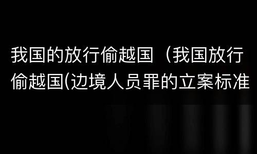 我国的放行偷越国（我国放行偷越国(边境人员罪的立案标准是怎么规定）