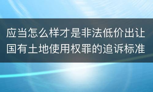 应当怎么样才是非法低价出让国有土地使用权罪的追诉标准