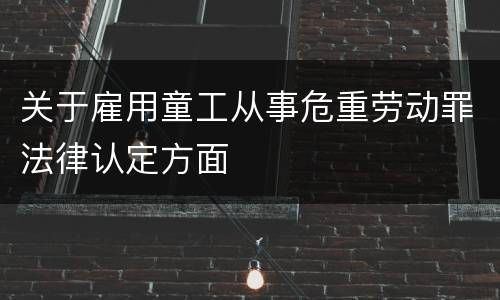 关于雇用童工从事危重劳动罪法律认定方面