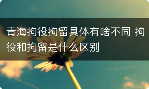 青海拘役拘留具体有啥不同 拘役和拘留是什么区别