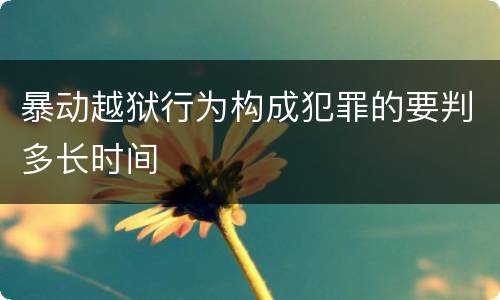 暴动越狱行为构成犯罪的要判多长时间