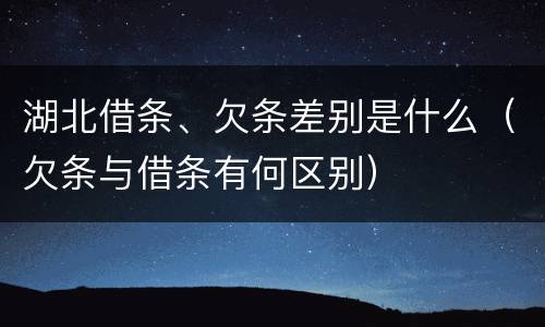 湖北借条、欠条差别是什么（欠条与借条有何区别）