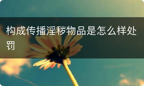 构成传播淫秽物品是怎么样处罚