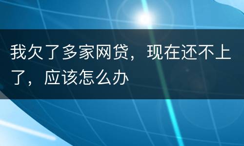 我欠了多家网贷，现在还不上了，应该怎么办