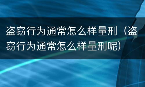 盗窃行为通常怎么样量刑（盗窃行为通常怎么样量刑呢）