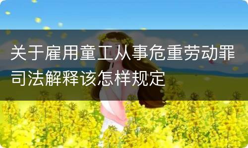 关于雇用童工从事危重劳动罪司法解释该怎样规定