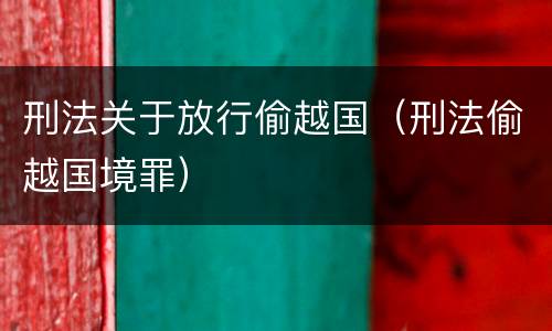 刑法关于放行偷越国（刑法偷越国境罪）