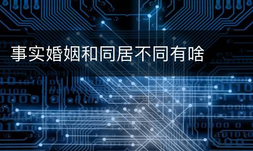 事实婚姻和同居不同有啥