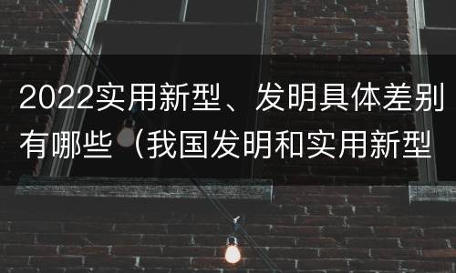 2022实用新型、发明具体差别有哪些（我国发明和实用新型的标准）