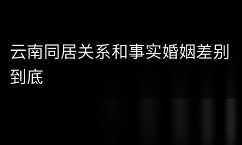 云南同居关系和事实婚姻差别到底