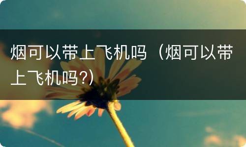 烟可以带上飞机吗（烟可以带上飞机吗?）