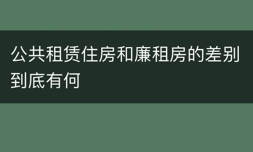 公共租赁住房和廉租房的差别到底有何