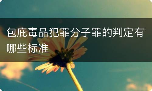 包庇毒品犯罪分子罪的判定有哪些标准