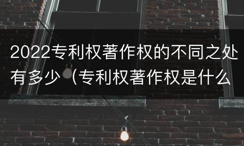 2022专利权著作权的不同之处有多少（专利权著作权是什么意思）