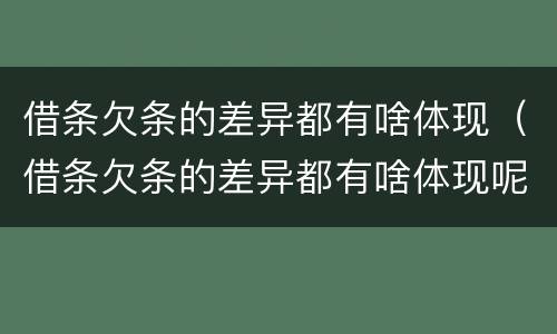 借条欠条的差异都有啥体现（借条欠条的差异都有啥体现呢）