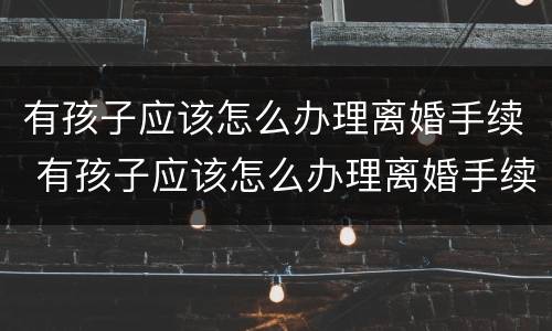 有孩子应该怎么办理离婚手续 有孩子应该怎么办理离婚手续呢