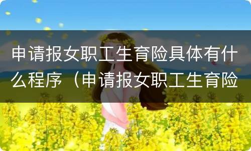 申请报女职工生育险具体有什么程序（申请报女职工生育险具体有什么程序吗）