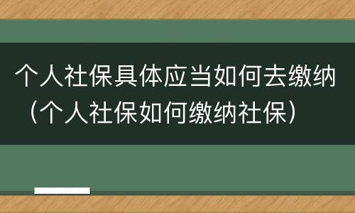 个人社保具体应当如何去缴纳（个人社保如何缴纳社保）