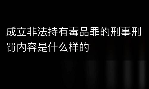 成立非法持有毒品罪的刑事刑罚内容是什么样的
