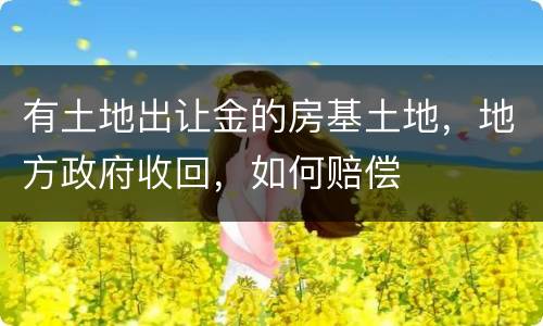 有土地出让金的房基土地，地方政府收回，如何赔偿