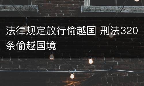 法律规定放行偷越国 刑法320条偷越国境